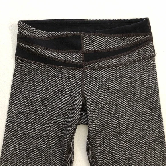 Lululemon Women Giant Herringbone Heathered Black Wi14 Quilt Wunder Under Pant 4